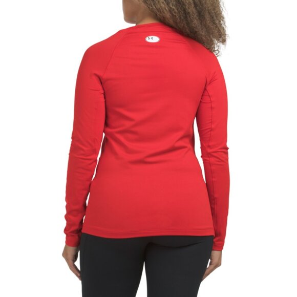 UNDER ARMOUR Red Fleece Lined Authentics Crew Top - Picture 2 of 2